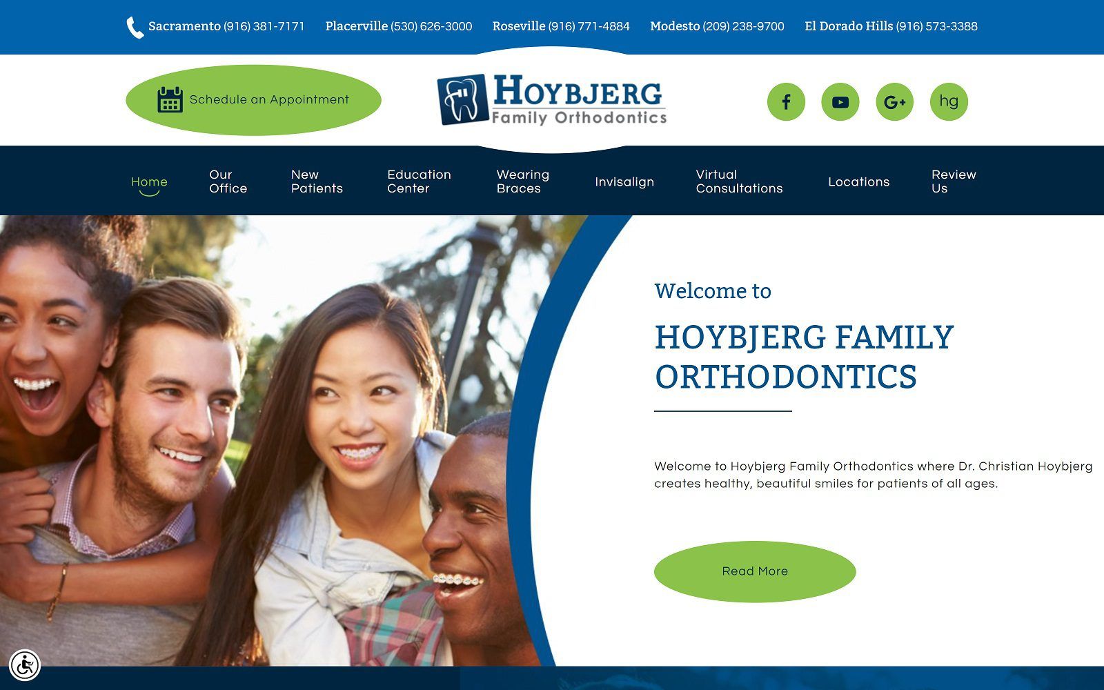 The screenshot of hoybjerg family orthodontics dr. Christian hoybjerg website