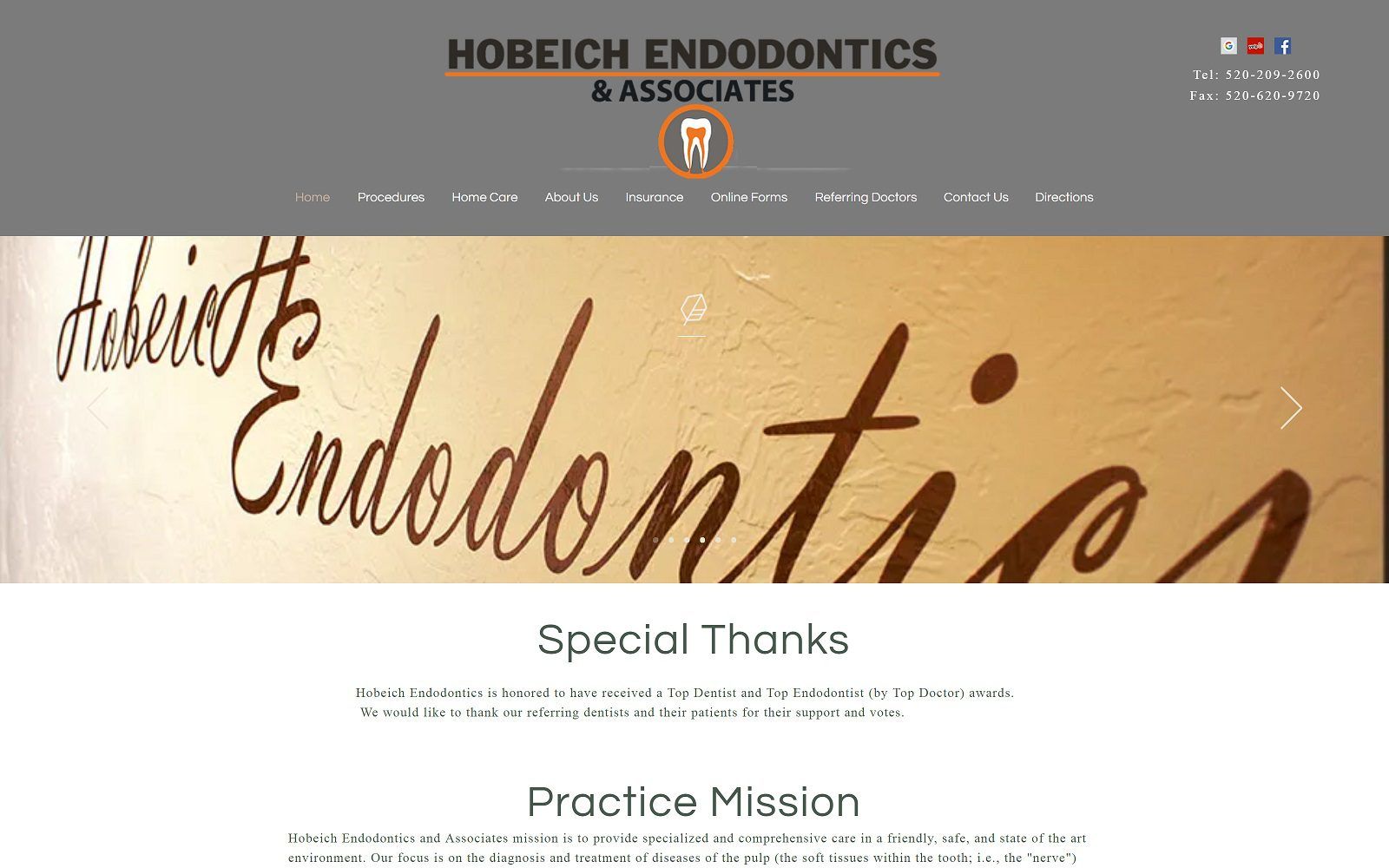 The screenshot of hobeich endodontics & associates dr. Paul hobeich website