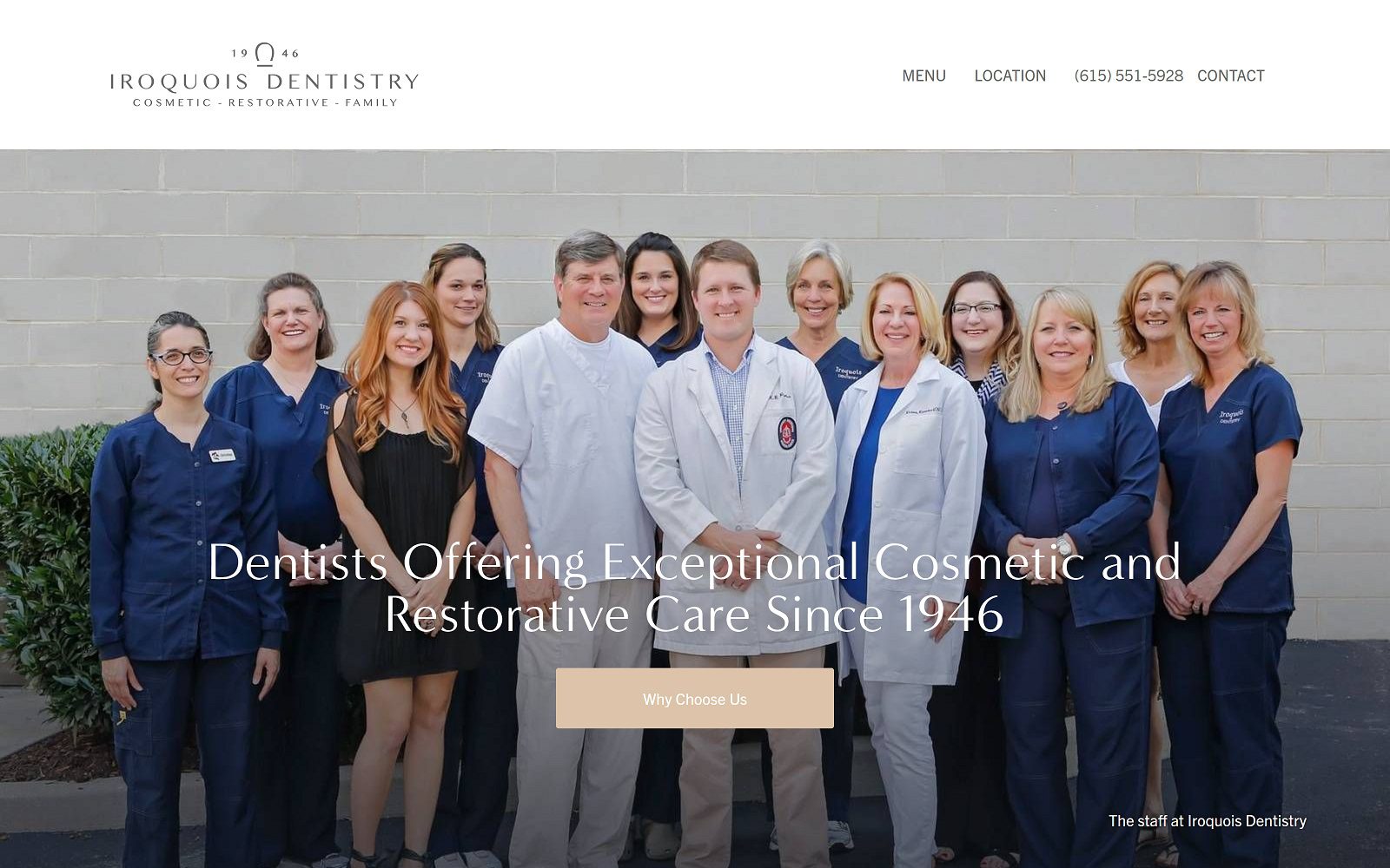 The screenshot of iroquois dentistry website