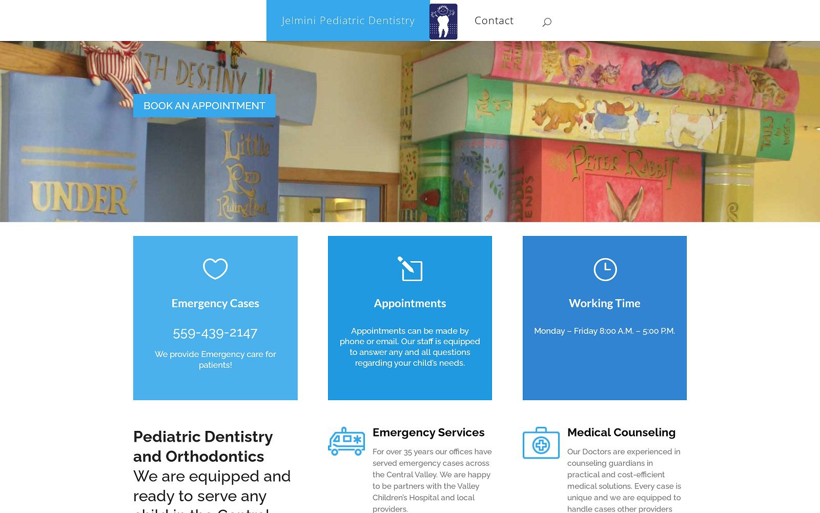 The screenshot of jelmini pediatric dentistry and orthodontics website