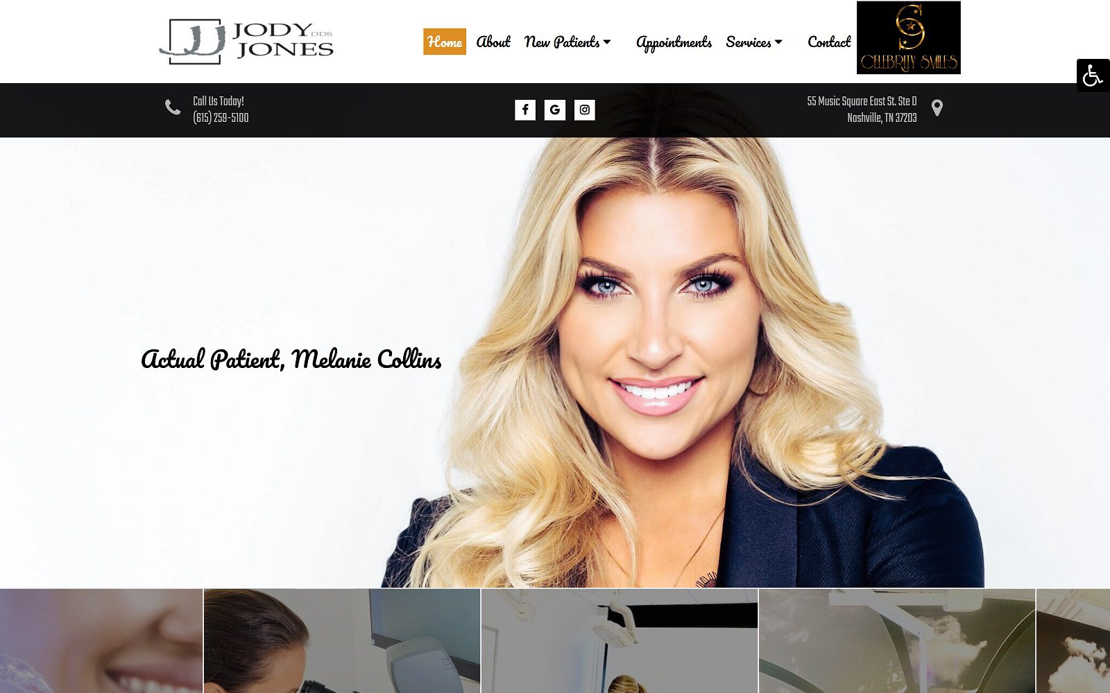 The screenshot of jody jones dds website