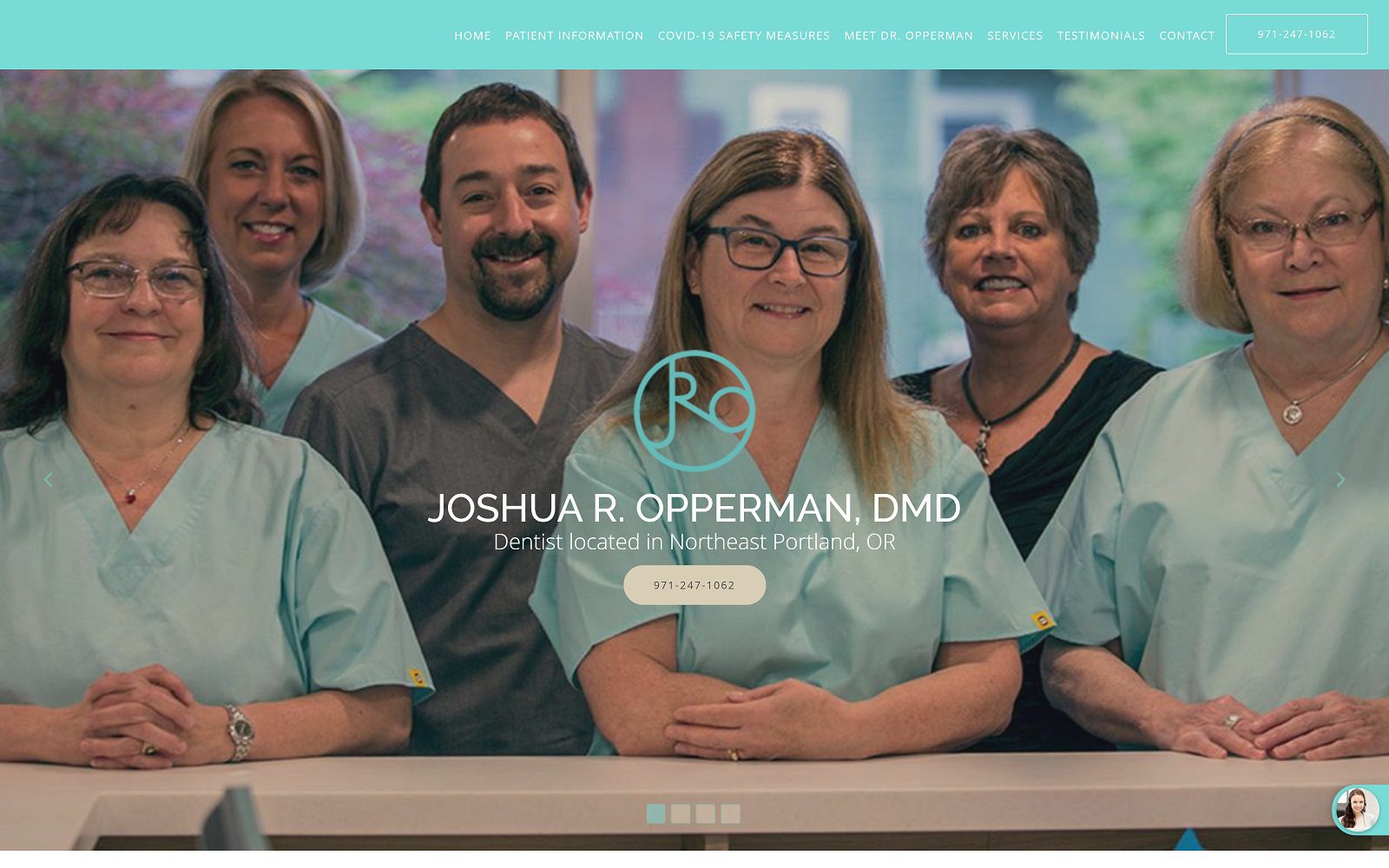 The screenshot of joshua r. Opperman, dmd, family dentistry website