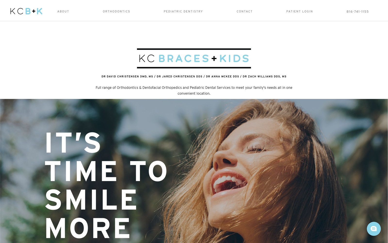 The screenshot of kc braces + kids website