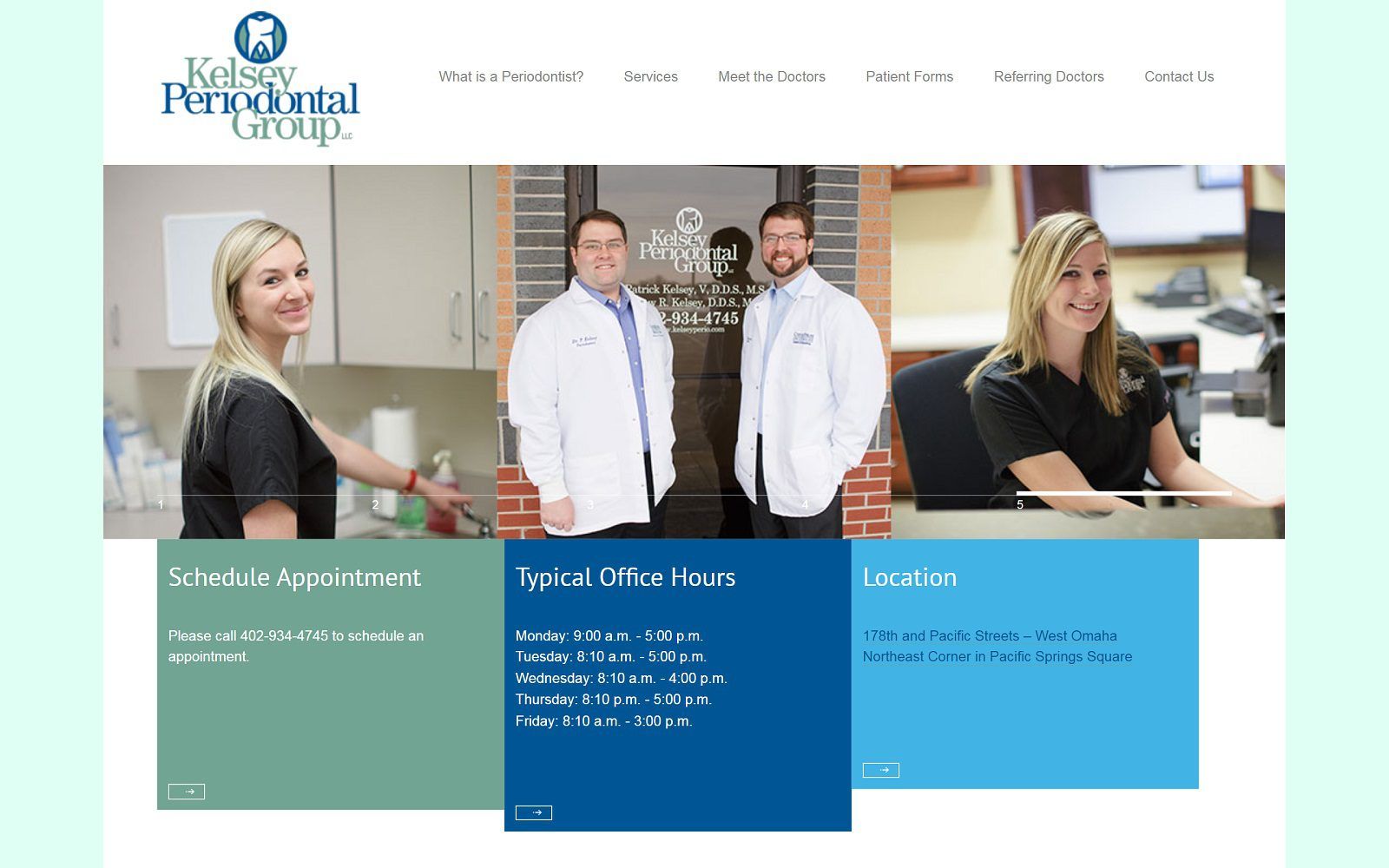 The screenshot of kelsey periodontal group website