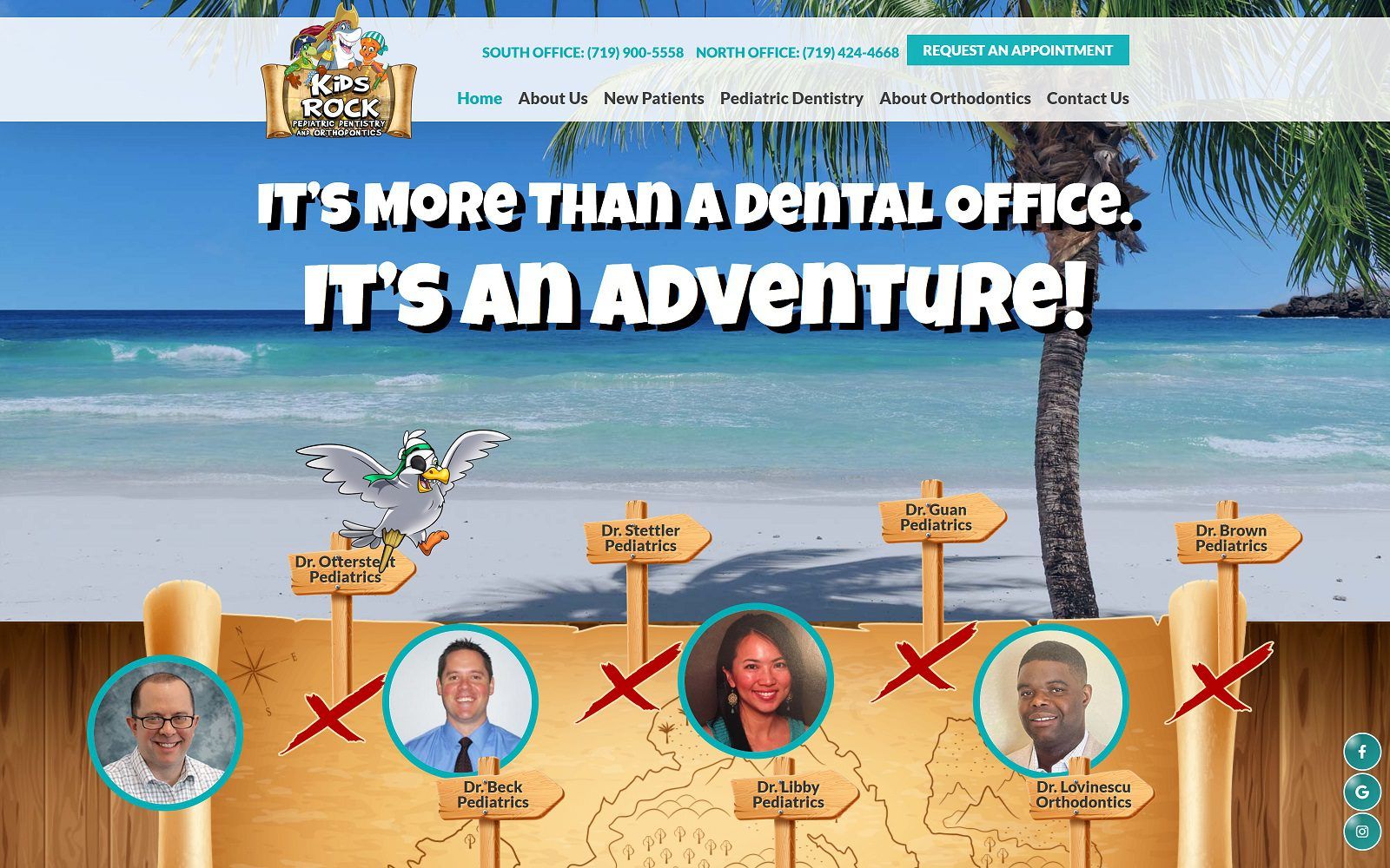 The screenshot of kids rock pediatric dentistry website