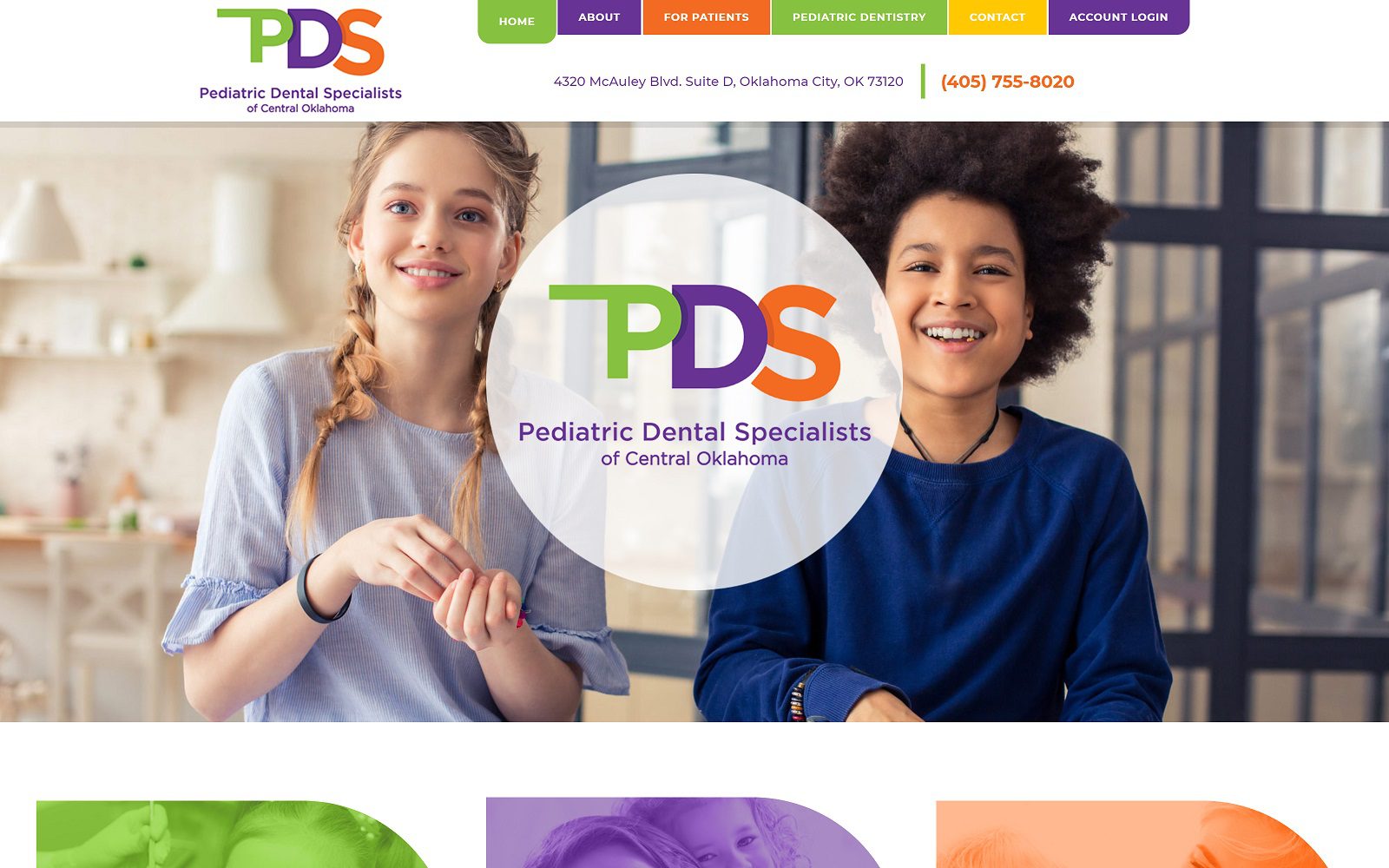 The screenshot of pediatric dental specialists of central oklahoma website