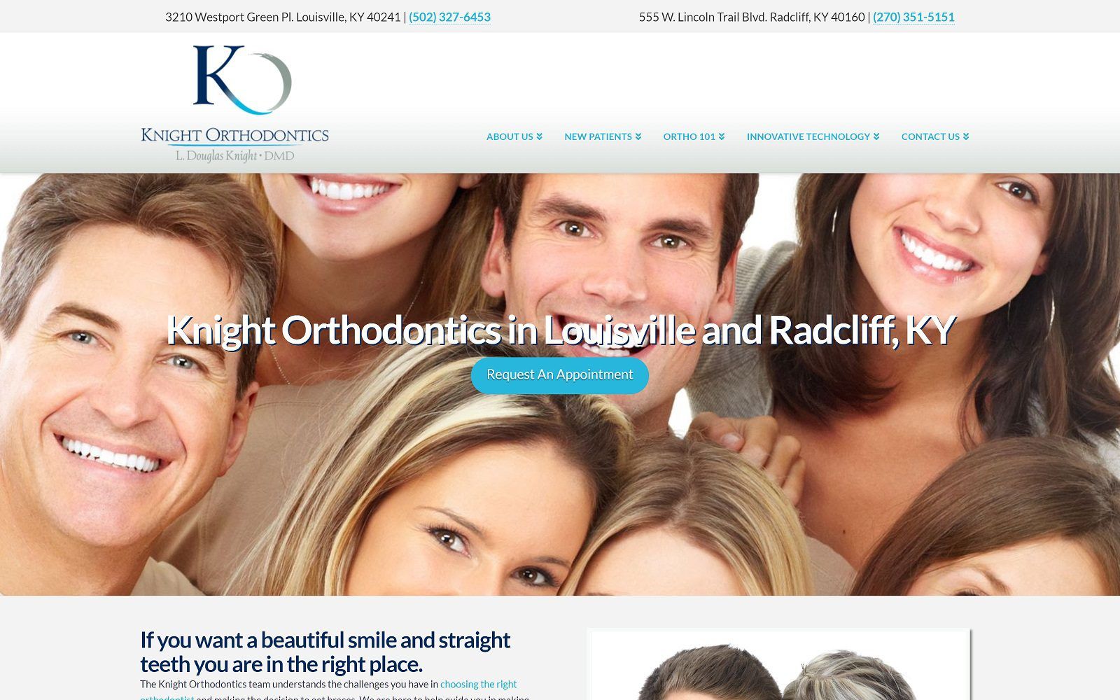 The screenshot of knight orthodontics dr. L. Douglas knight website