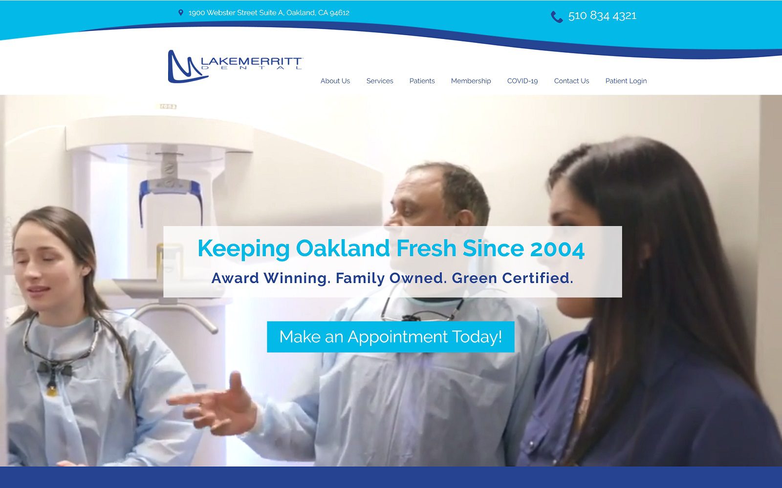 The screenshot of lake merritt dental website