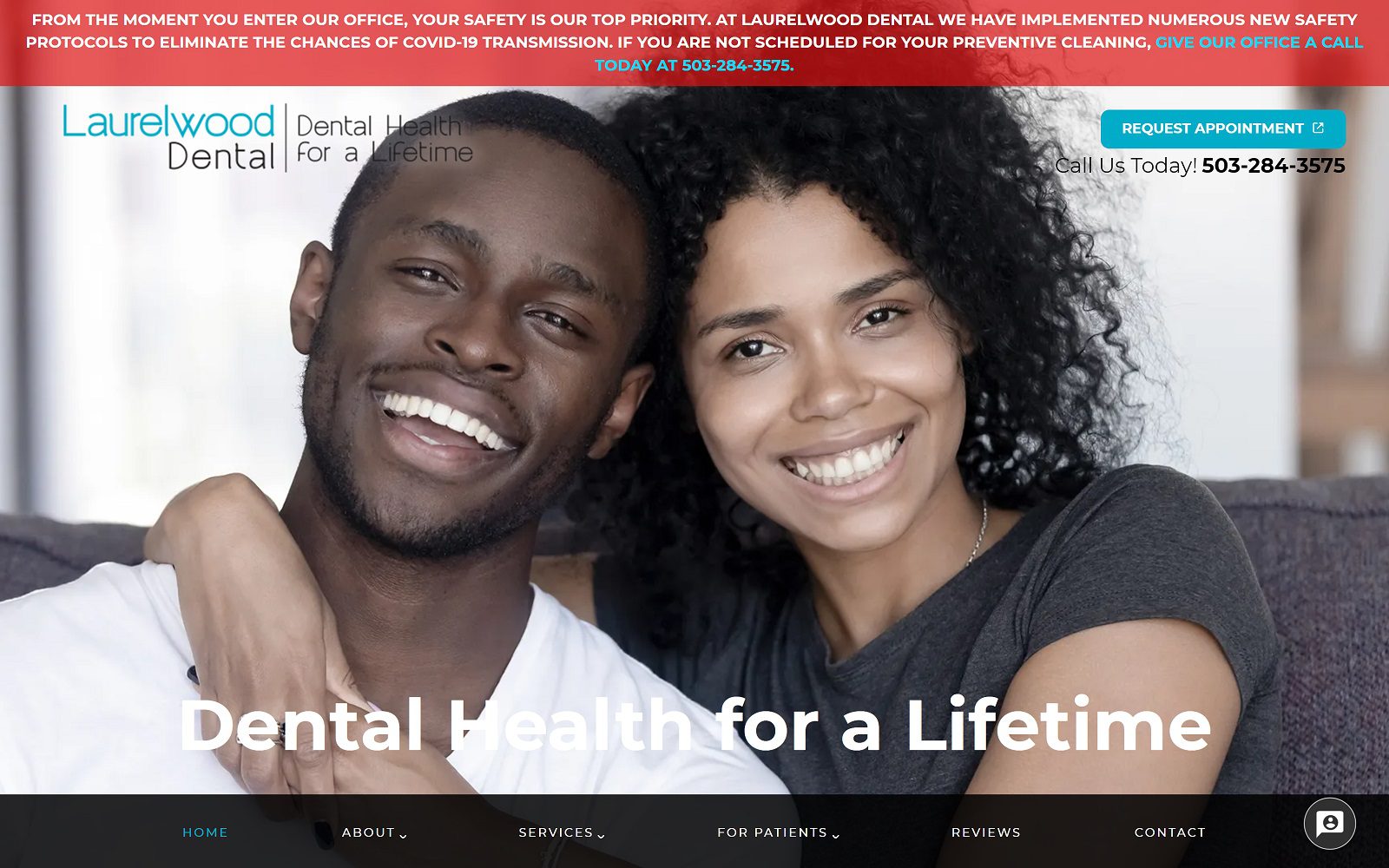 The screenshot of laurelwood dental website