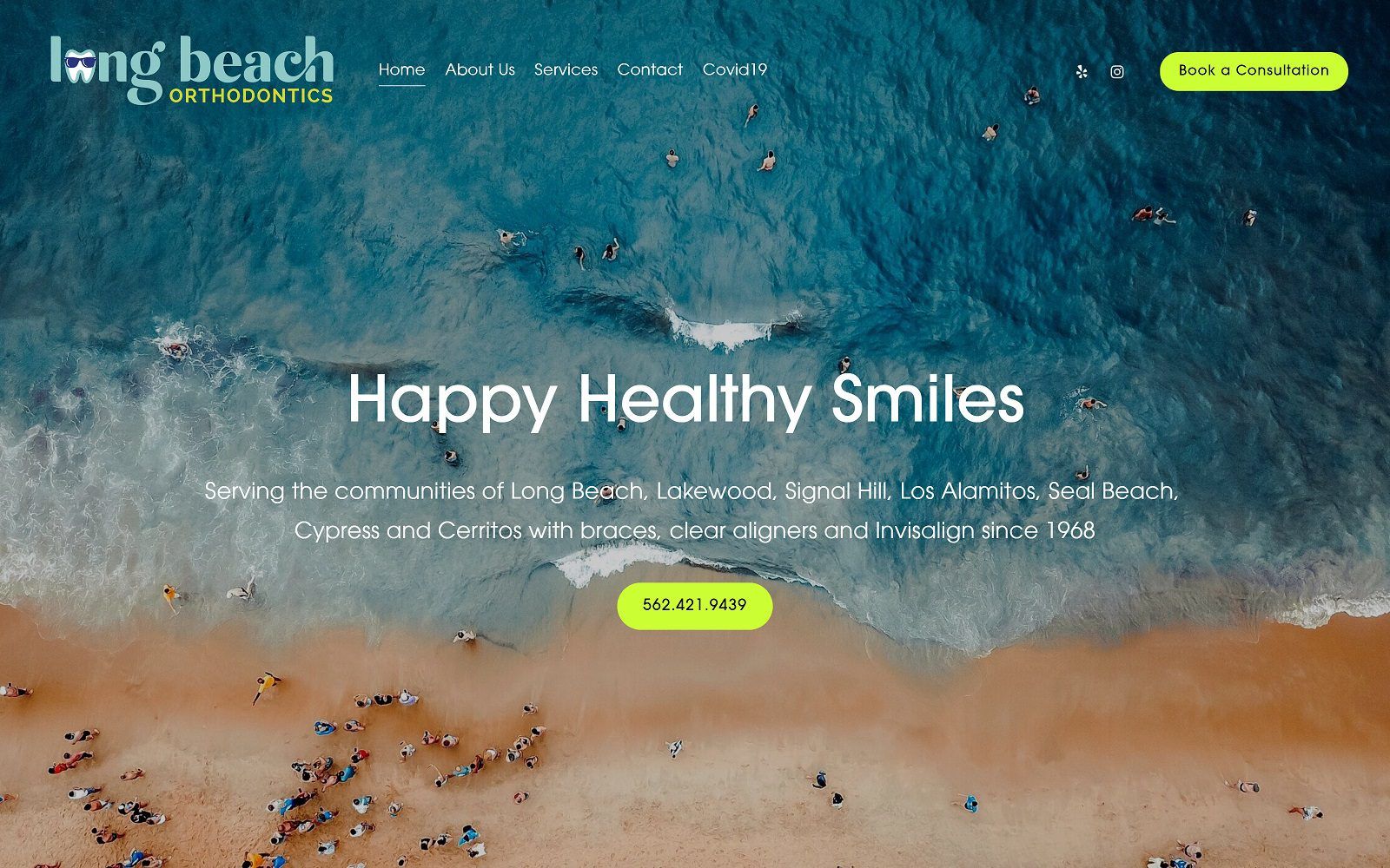 The screenshot of long beach orthodontics website