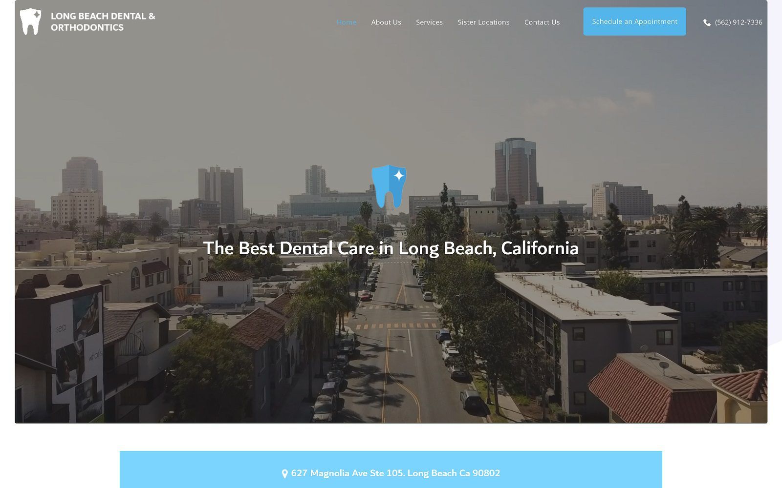 The screenshot of long beach dental and orthodontics website