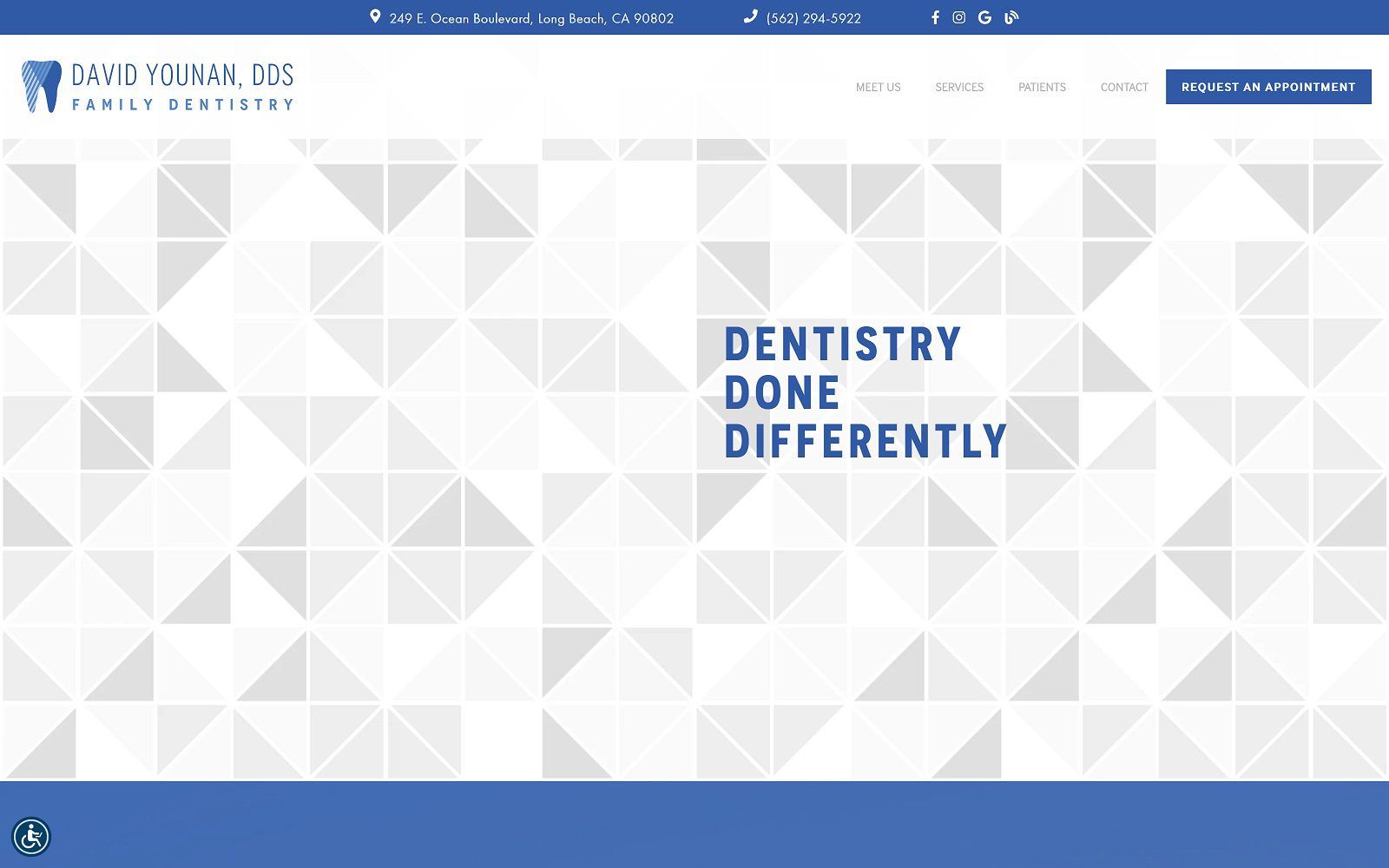 The screenshot of long beach dental wellness: david younan, dds website