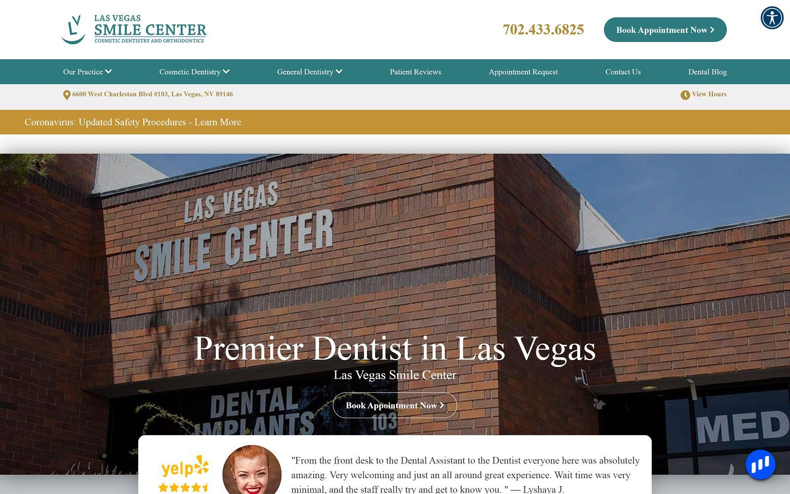 The screenshot of las vegas smile center website