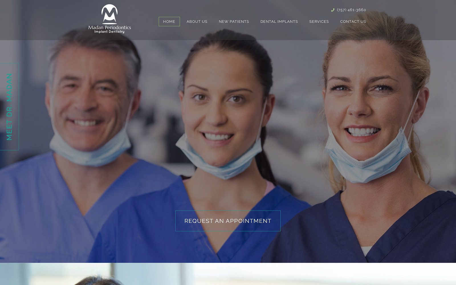 The screenshot of madan periodontics & implant dentistry dr. Monika madan website