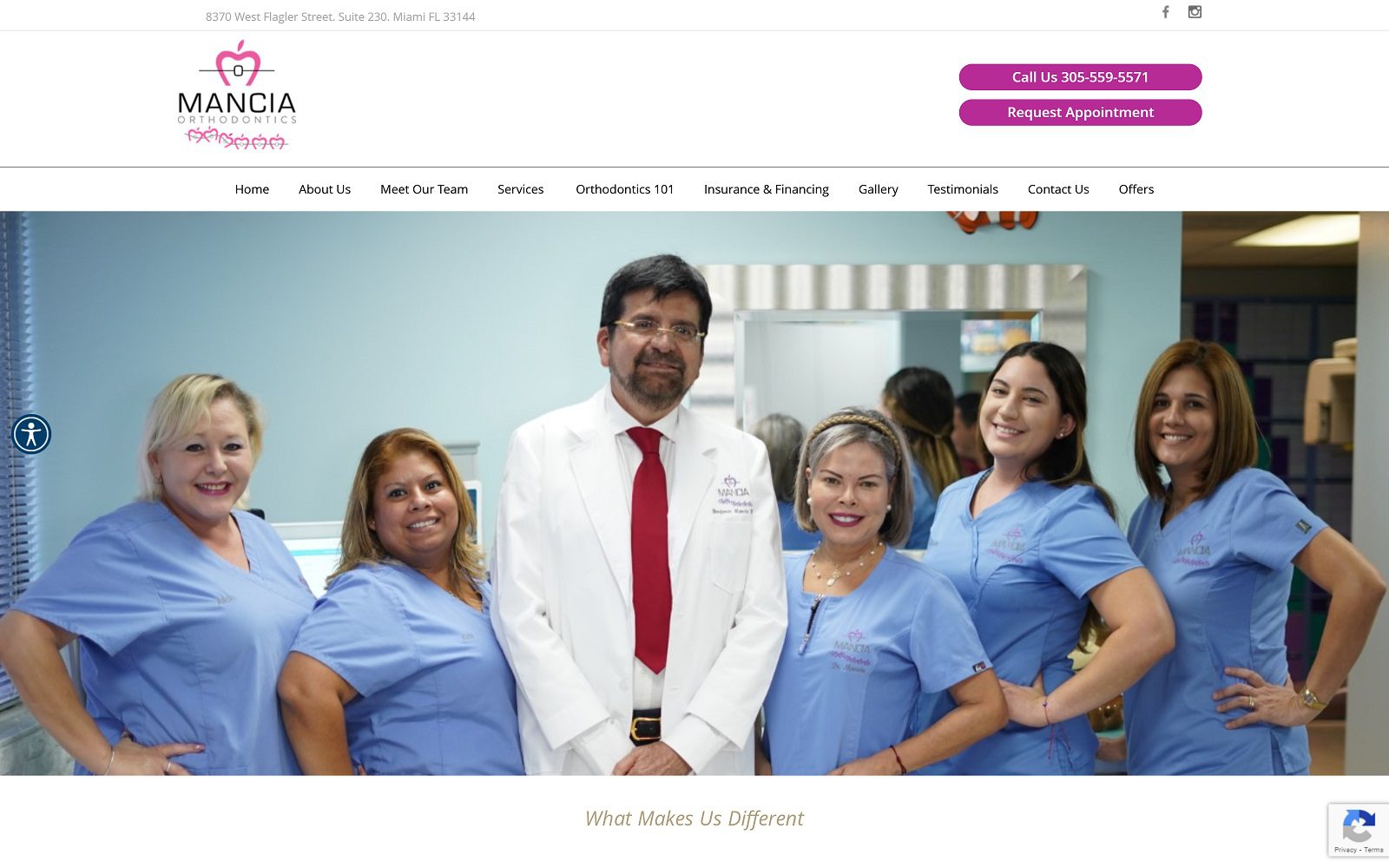 The screenshot of mancia orthodontics miami - invisalign & clear braces website