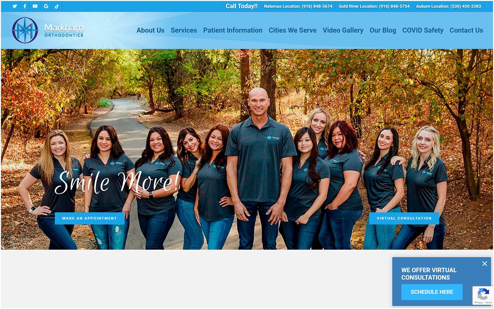 The screenshot of markham orthodontics dr. David markham website