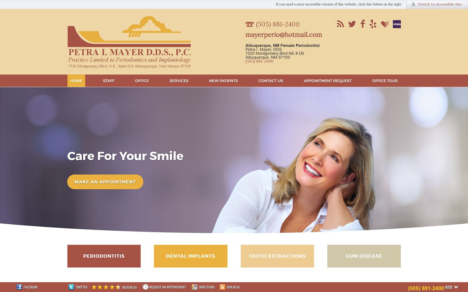 The screenshot of petra i. Mayer dds website