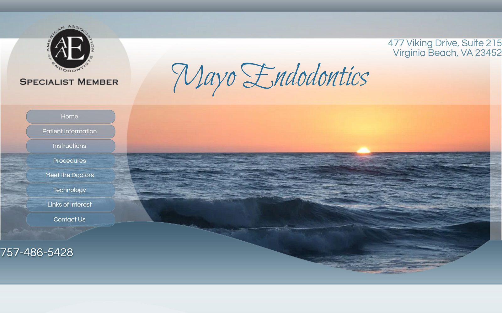 The screenshot of mayo endodontics dr. Chester vaughn mayo website