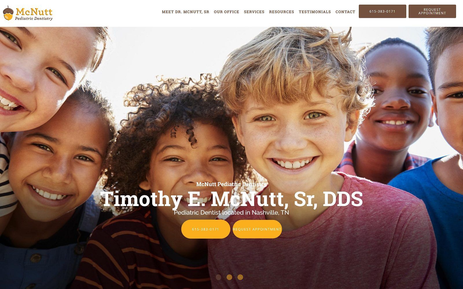The screenshot of mcnutt pediatric dentistry: timothy e mcnutt, sr, dds website