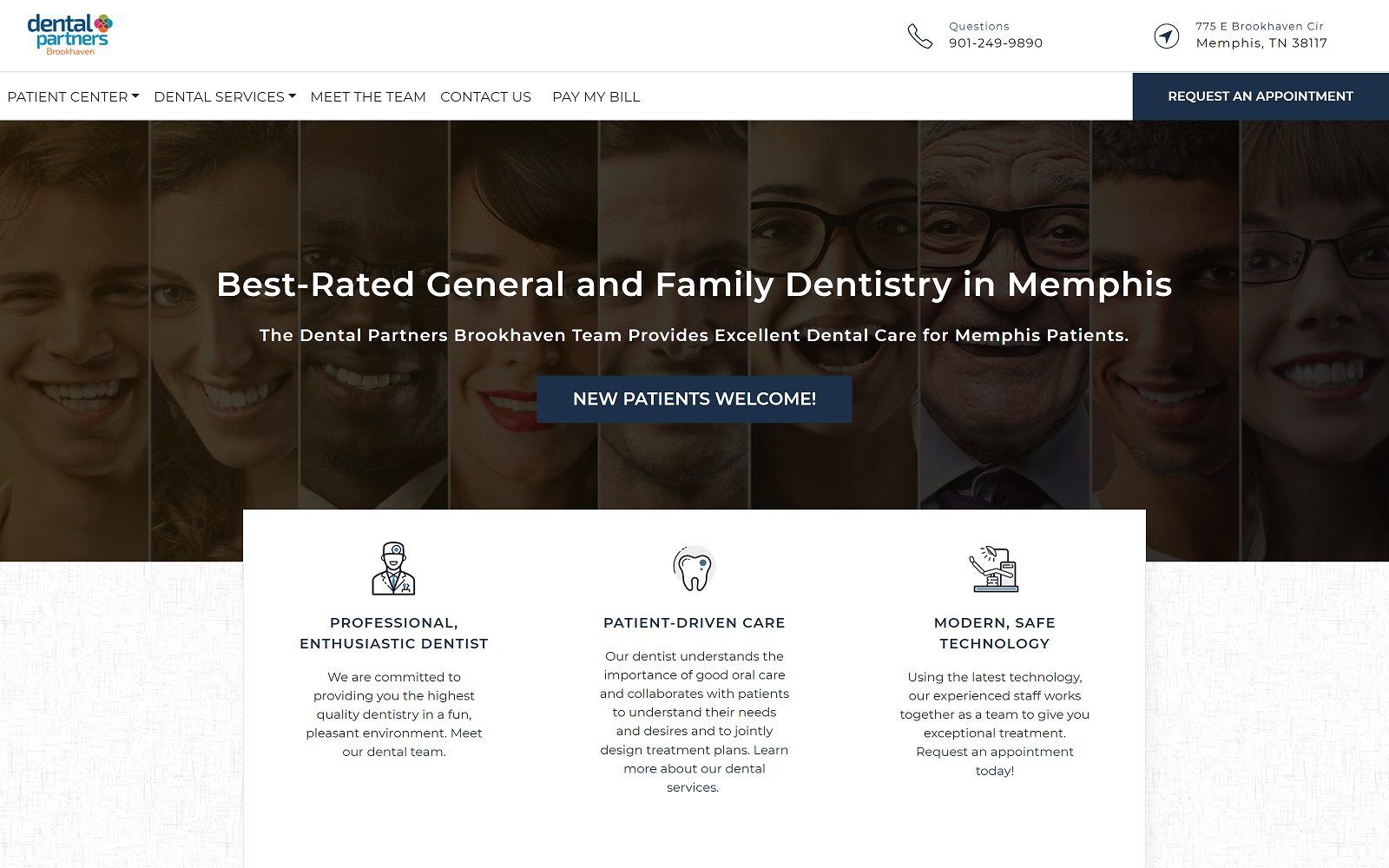 The screenshot of dental partners - brookhaven website