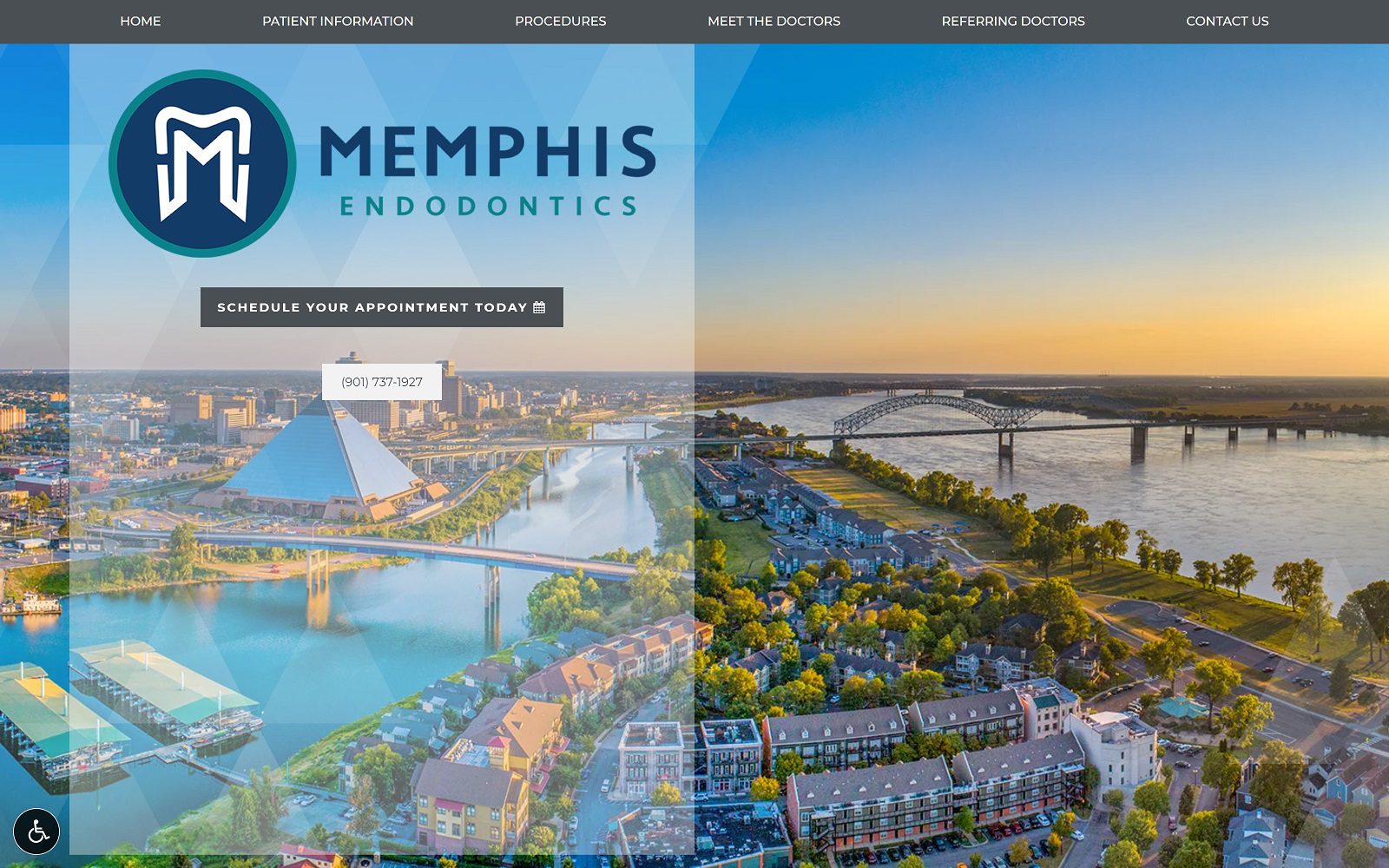 The screenshot of memphis endodontics: harris bradley m dds website