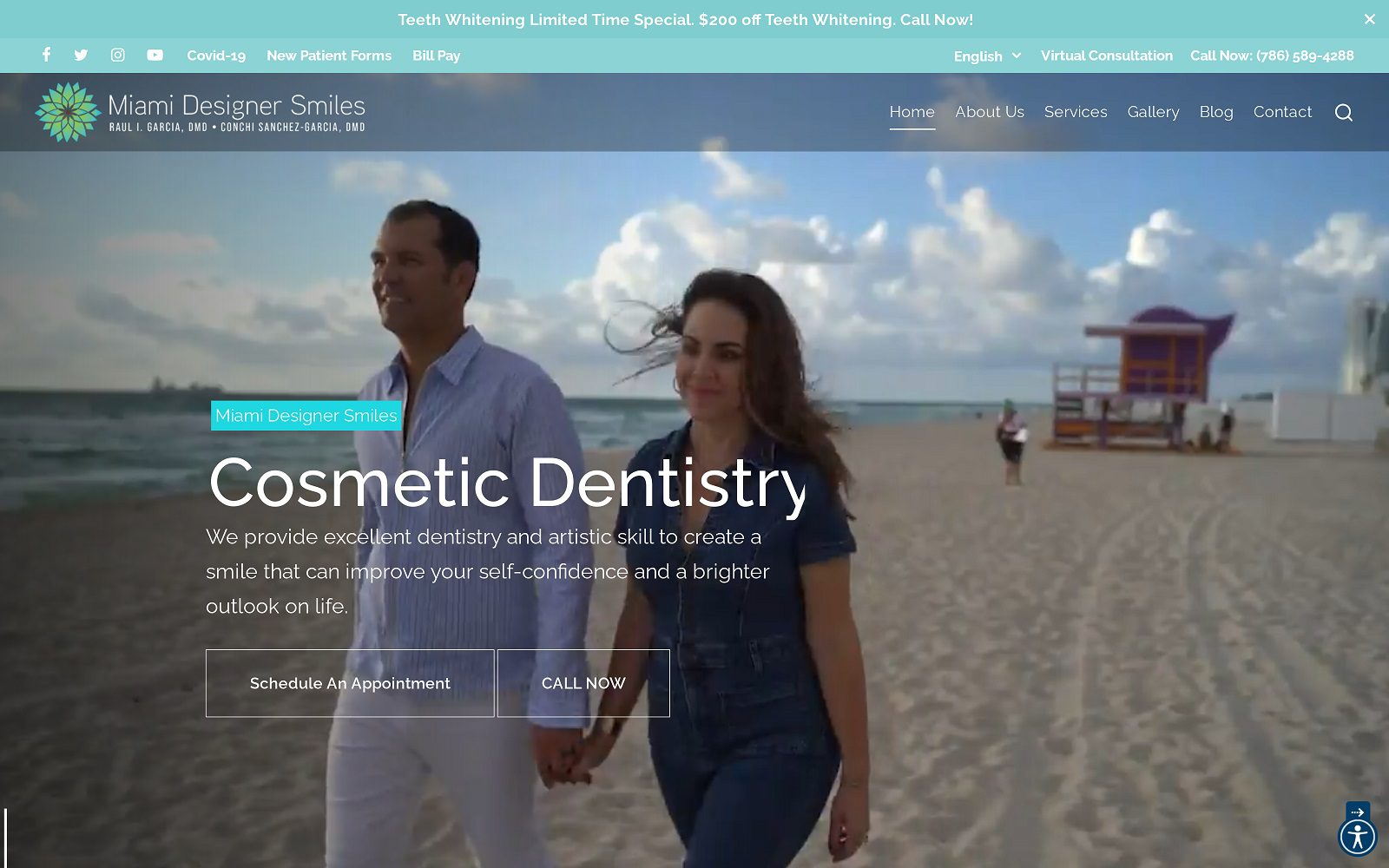 The screenshot of miami designer smiles website