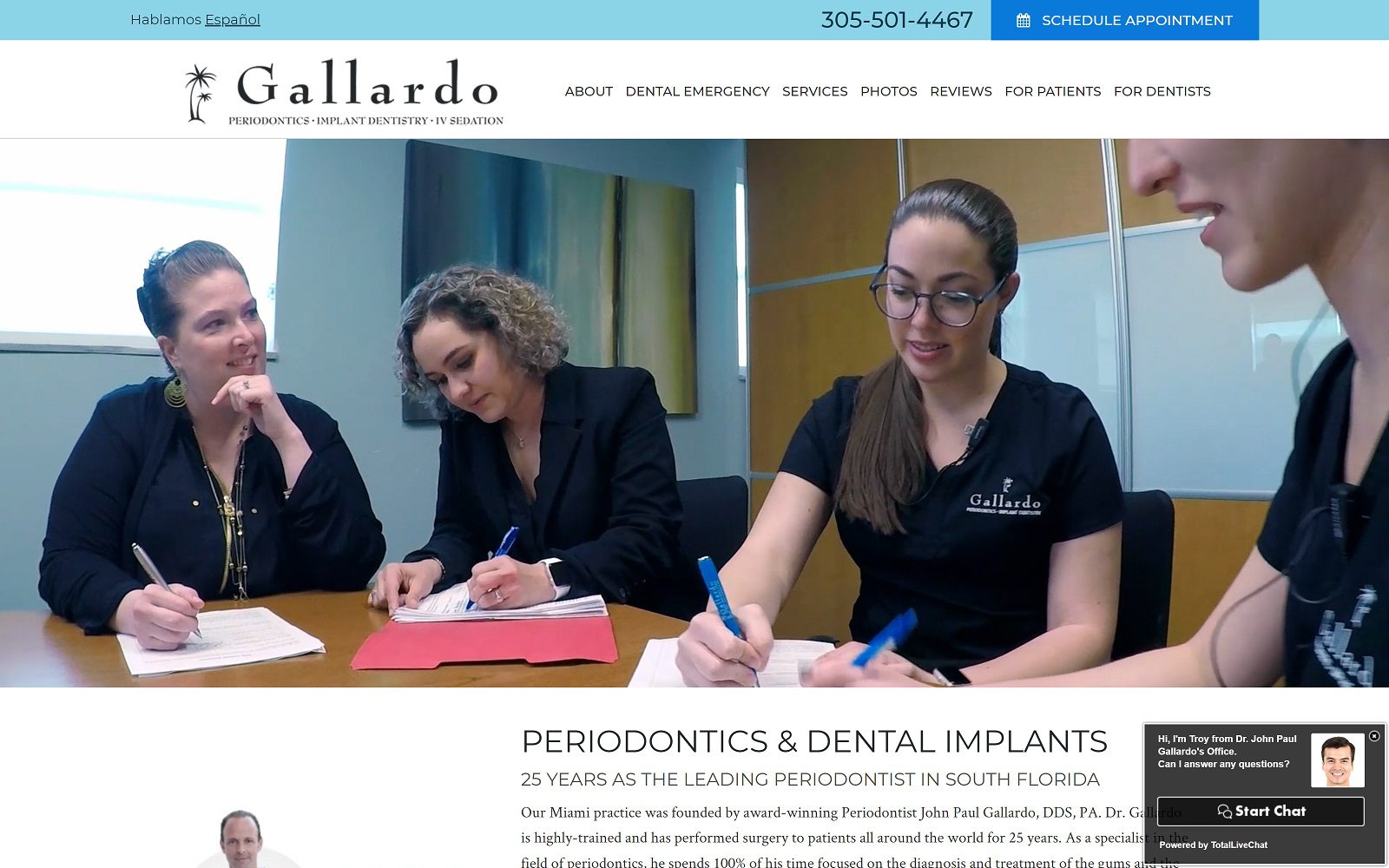 The screenshot of gallardo periodontics and implant dentistry dr. John paul gallardo website