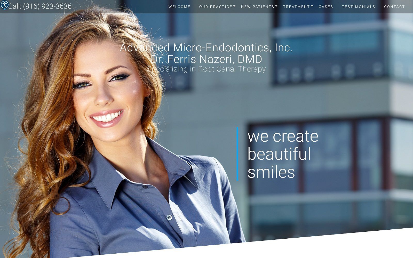 The screenshot of advanced micro-endodontics inc dr. Ferris nazeri website