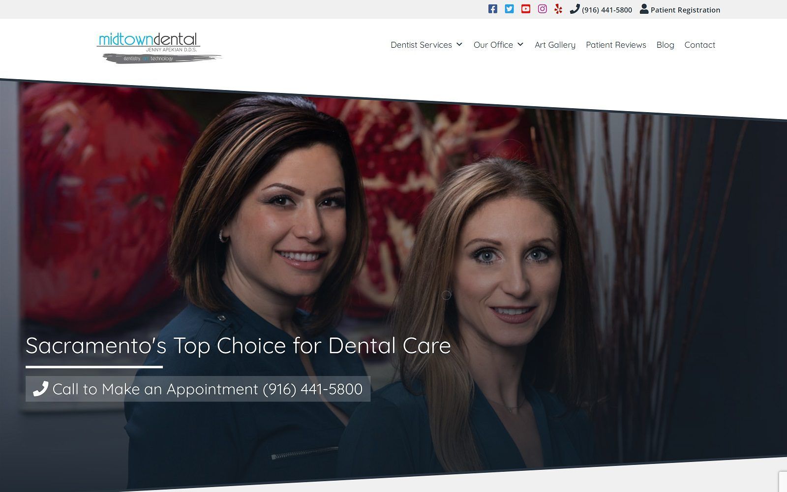 The screenshot of midtown dental dr. Jenny apekian website