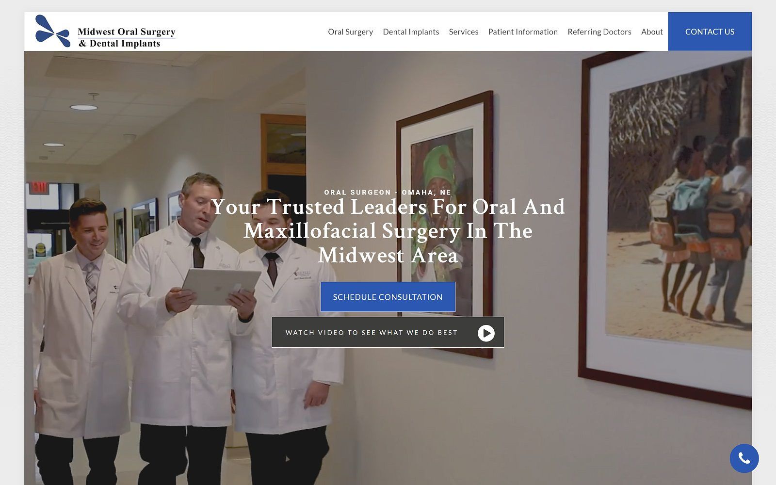 The screenshot of midwest oral surgery & dental implants website