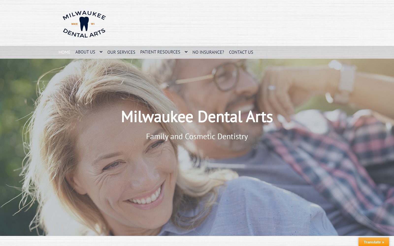 The screenshot of milwaukee dental arts website