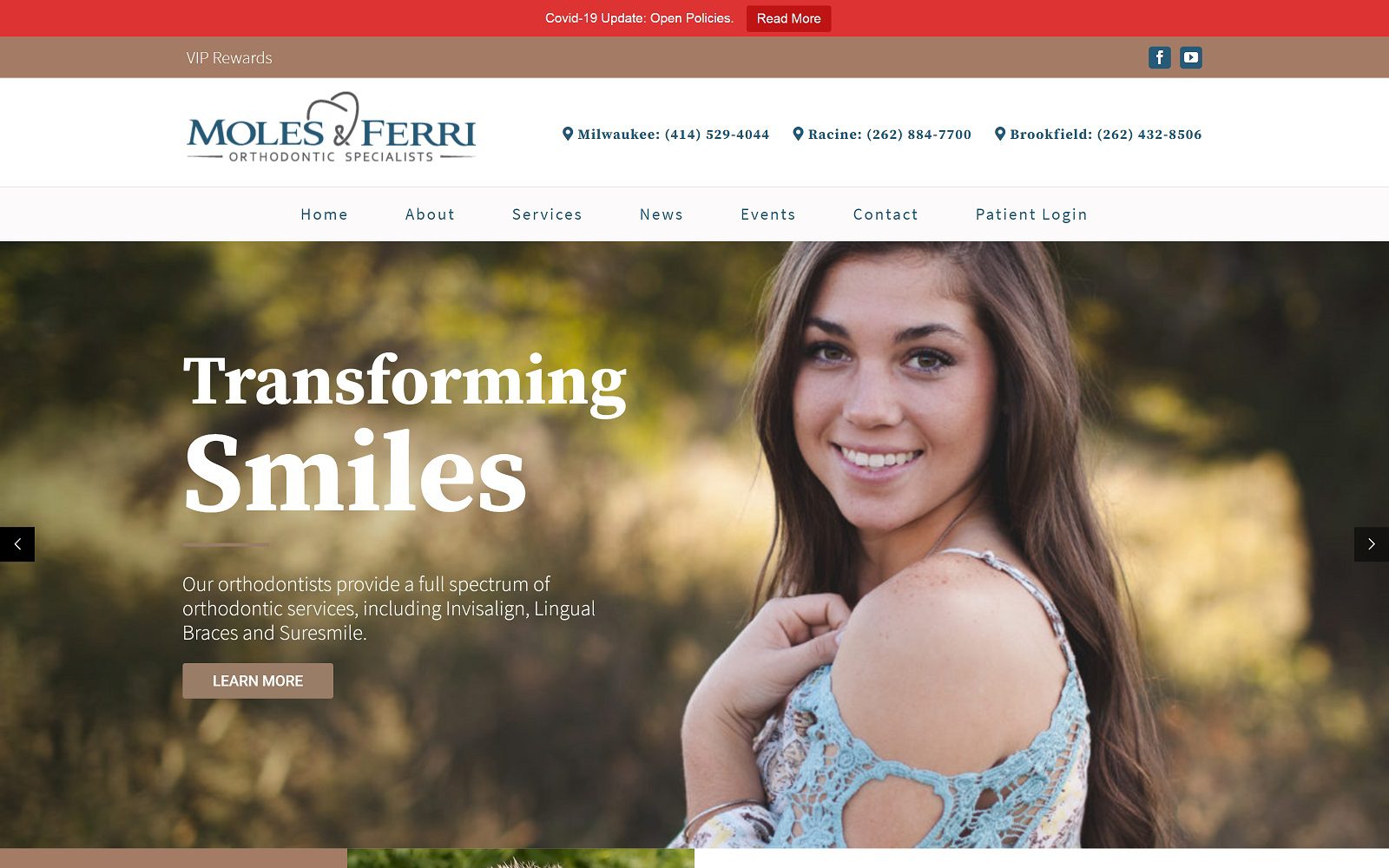 The screenshot of moles & ferri orthodontic specialists - milwaukee orthodontist office website