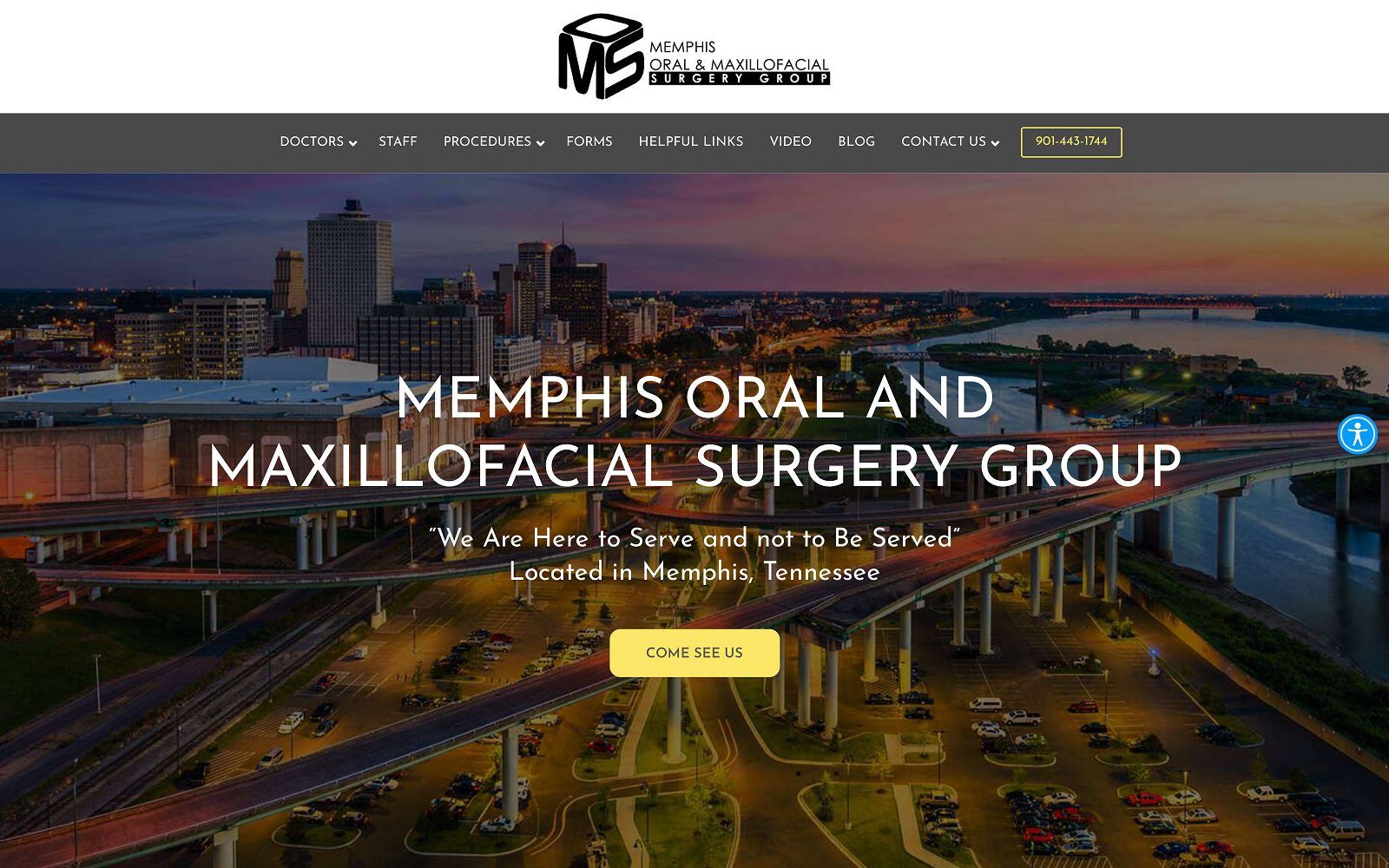 The screenshot of memphis oral and maxillofacial surgery group website