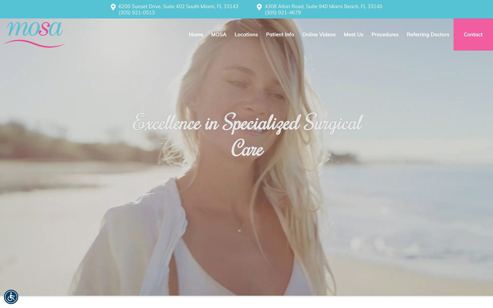 The screenshot of mosa surgery - south miami website