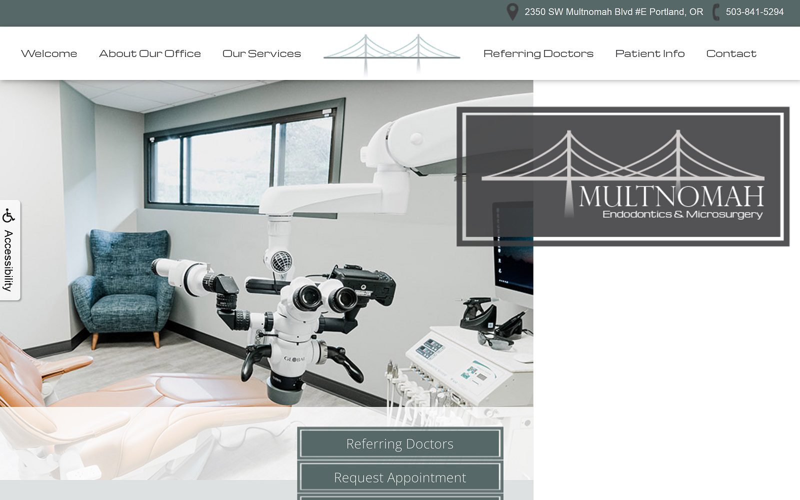 The screenshot of multnomah endodontics and microsurgery website