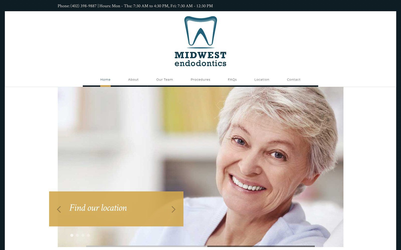 The screenshot of midwest endodontics llc website