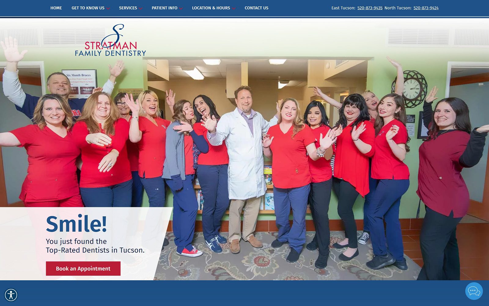 The screenshot of stratman family dentistry website