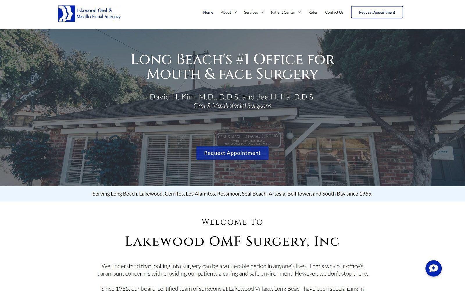 The screenshot of lakewood omf surgery inc website