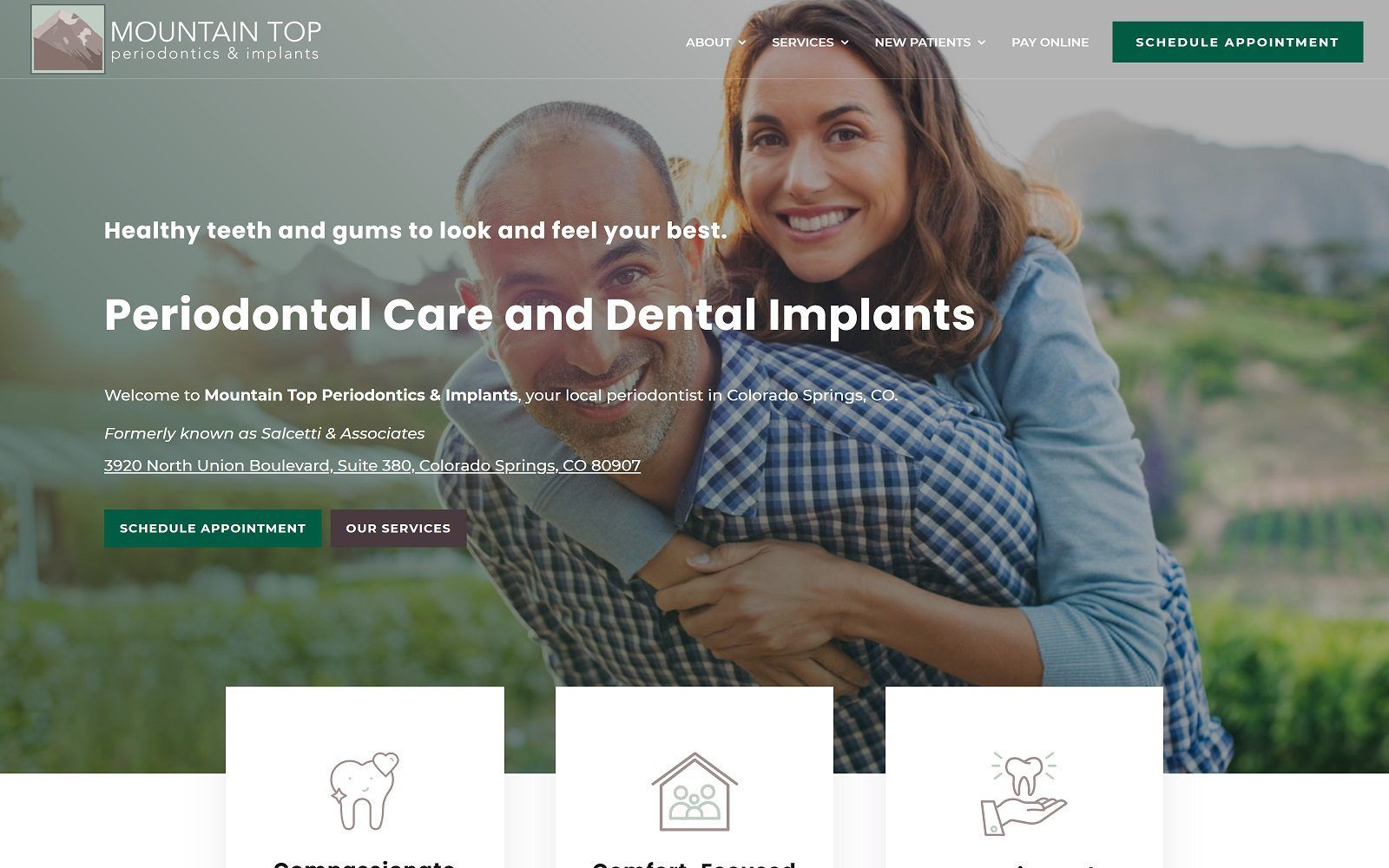 The screenshot of mountain top periodontics & implants - colorado springs website