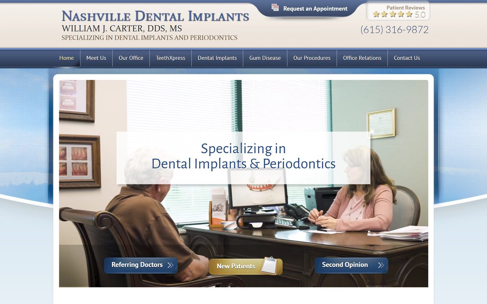 The screenshot of william j carter dds: nashville dental implants & periodontics website