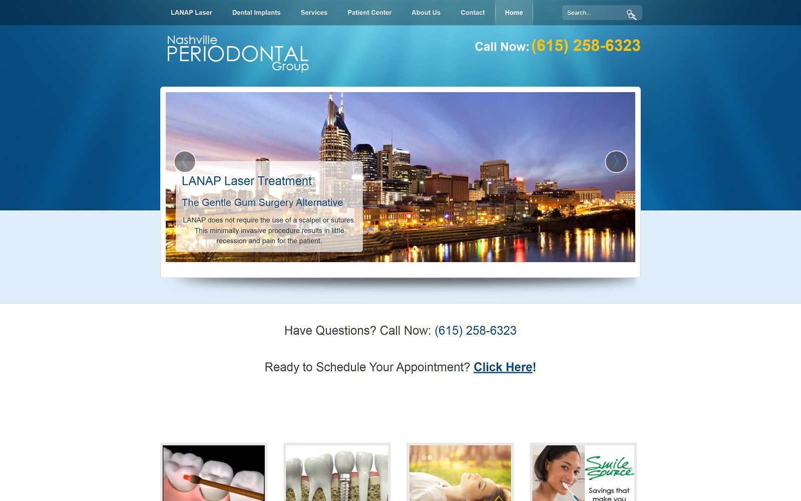 The screenshot of nashville periodontal group website