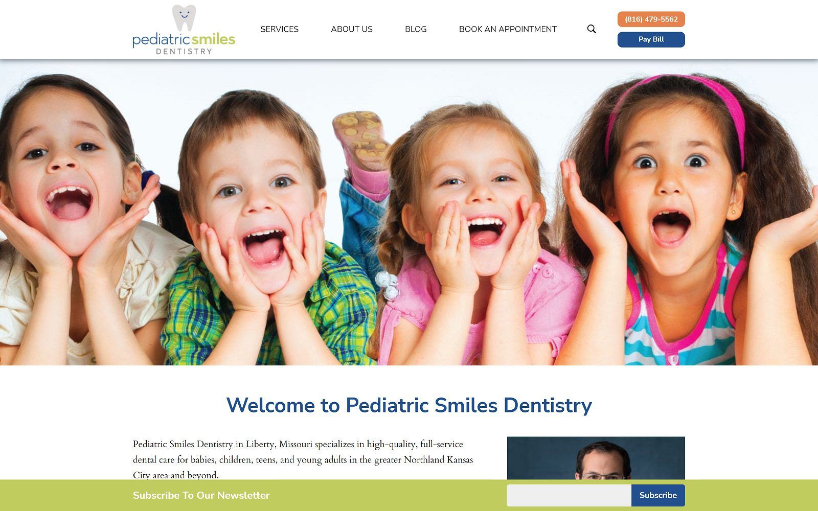 The screenshot of pediatric smiles dentistry dr. Francois website