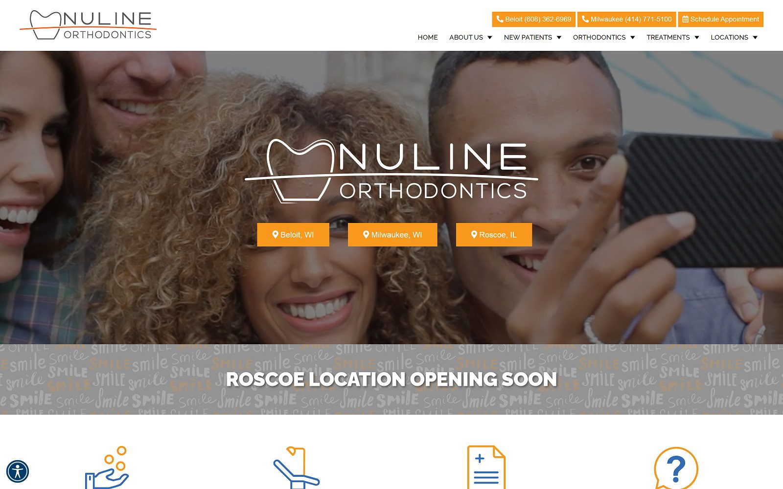 The screenshot of nuline orthodontics website