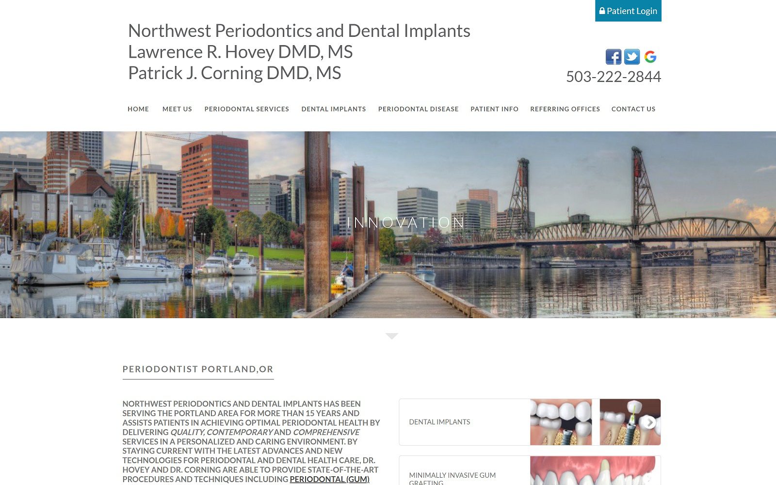 The screenshot of northwest periodontics and dental implants dr. Lawrence hovey