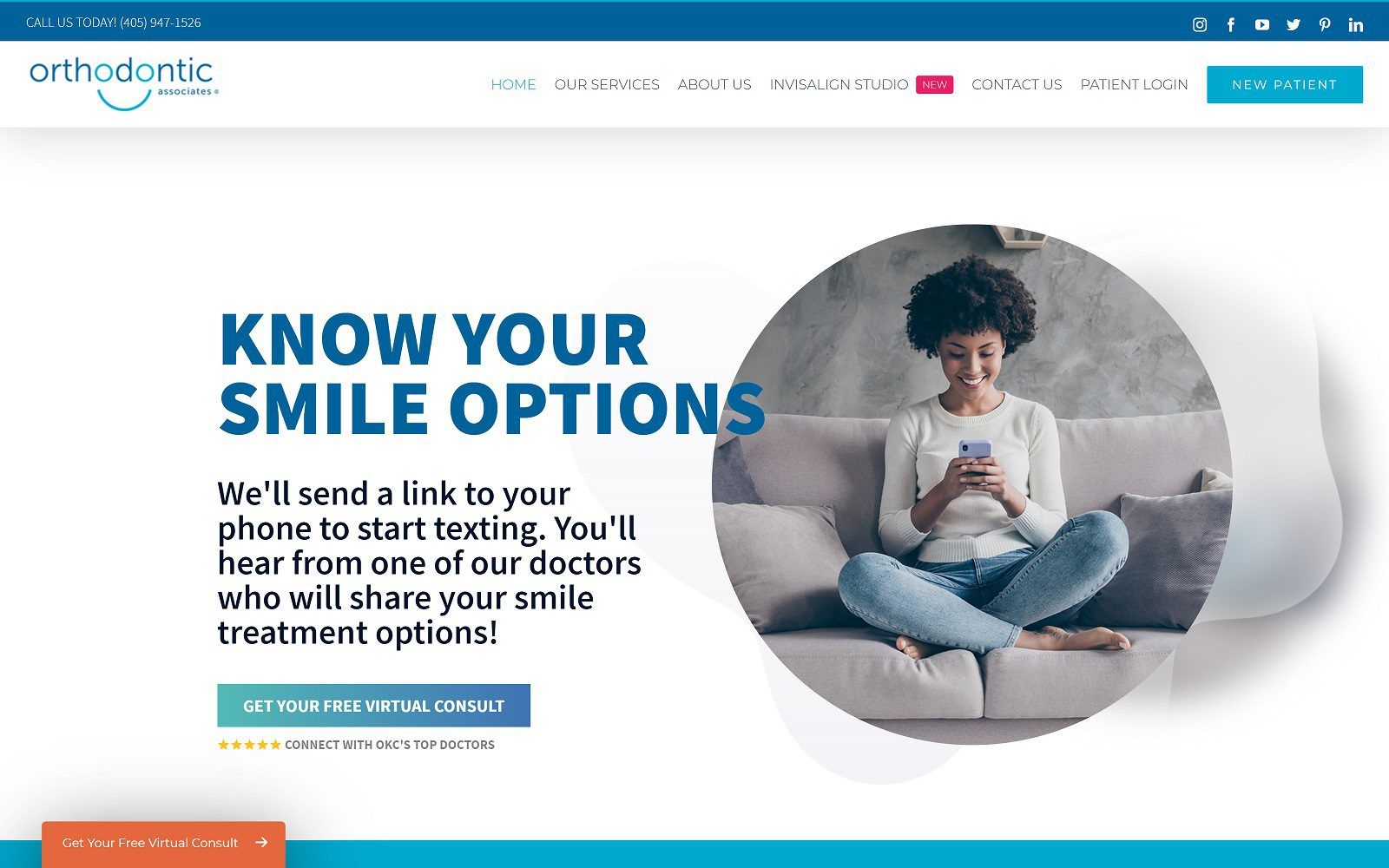The screenshot of orthodontic associates website