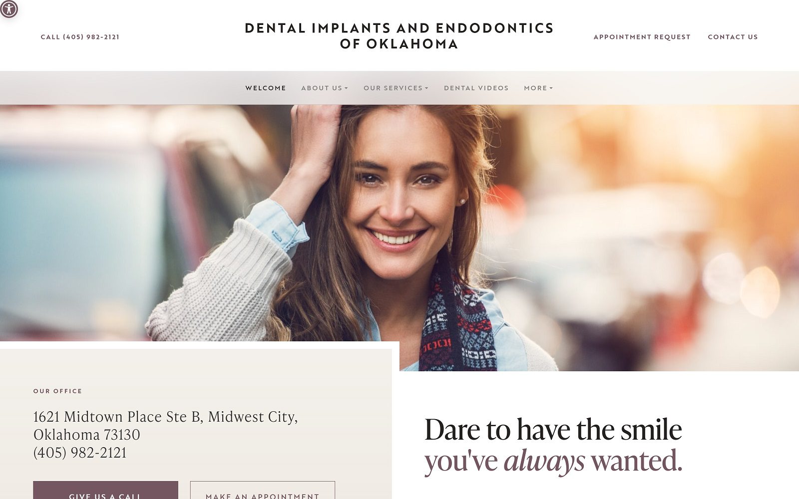 The screenshot of endodontics and dental implants of oklahoma website