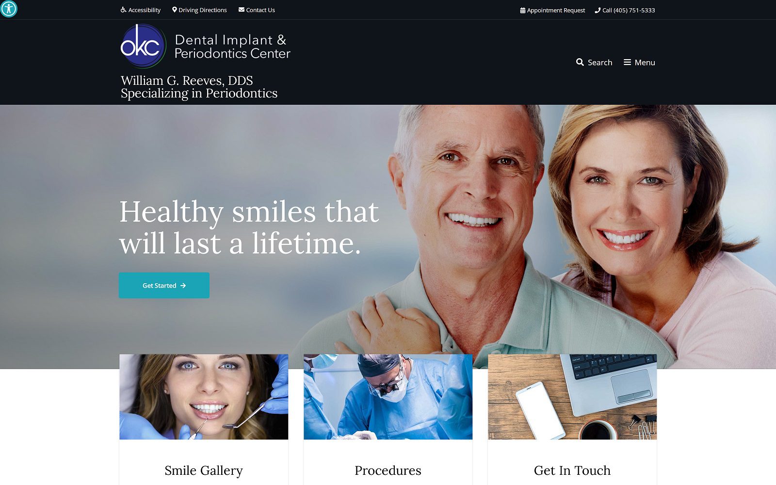 The screenshot of william g. Reeves, dds website