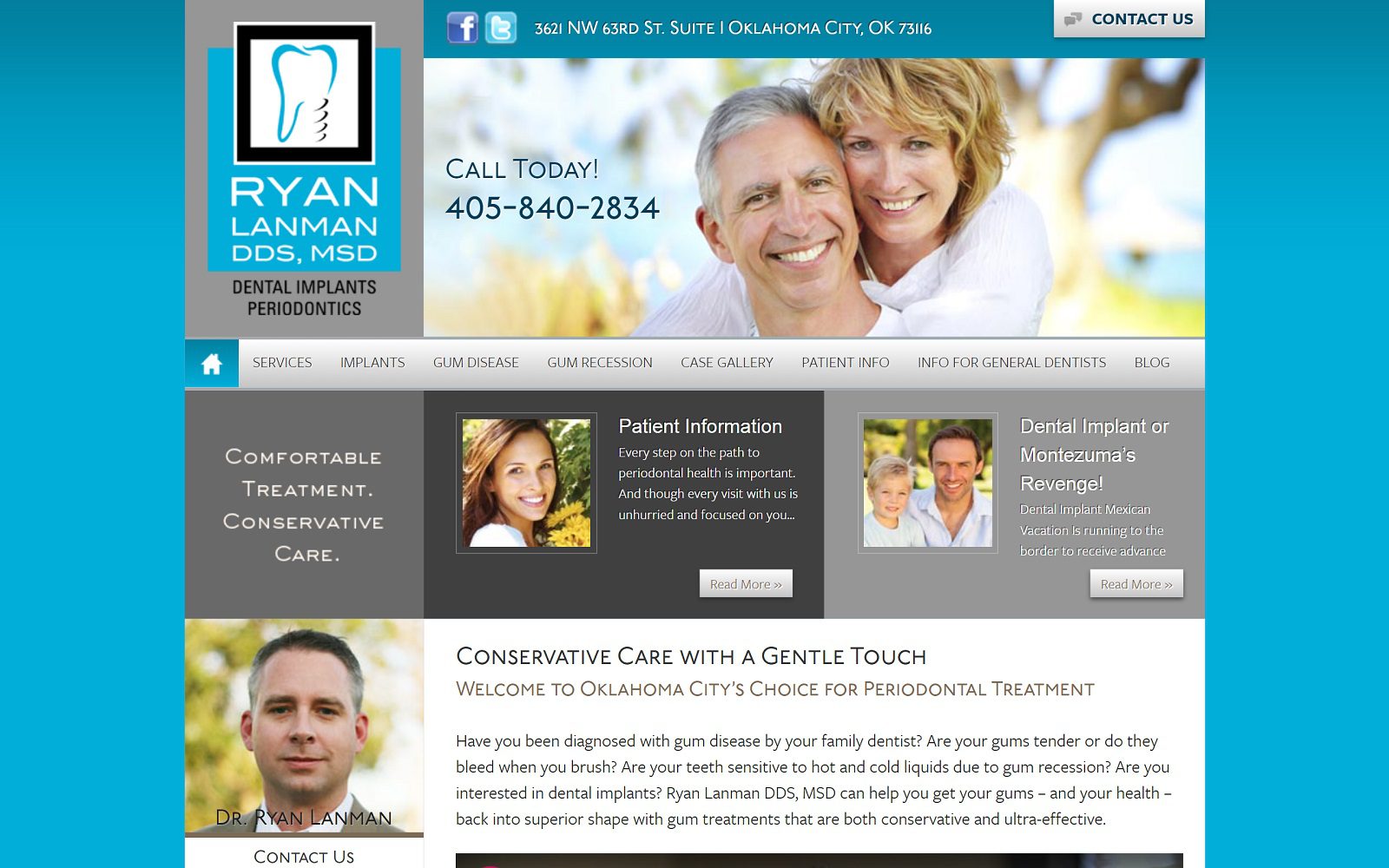 The screenshot of ryan lanman, dds, msd website