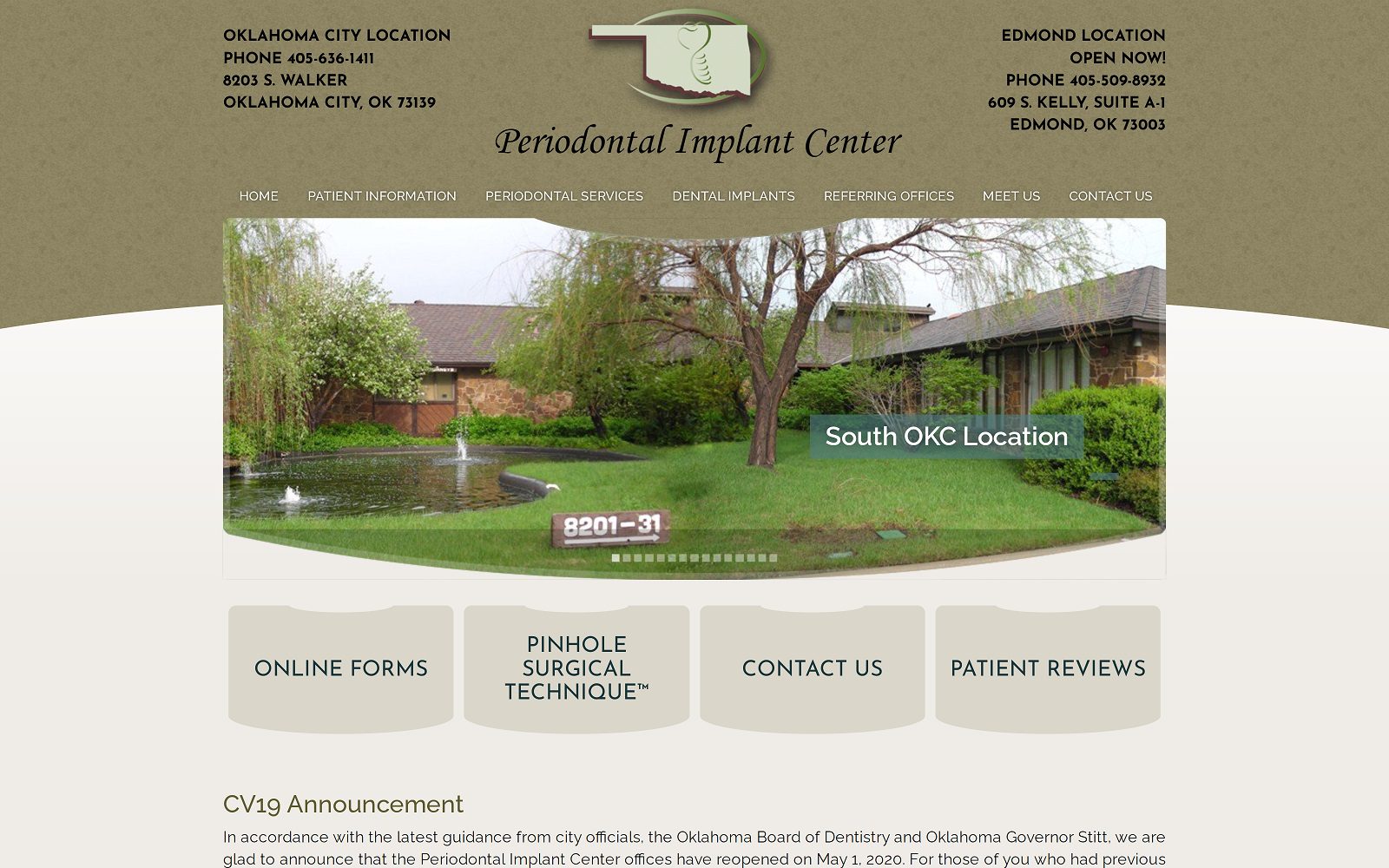 The screenshot of periodontal implant center website