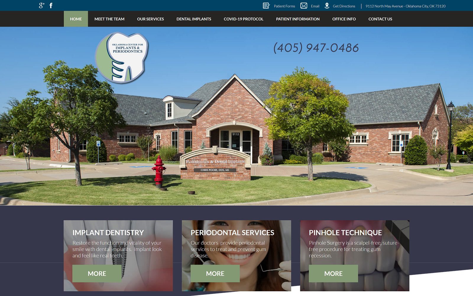 The screenshot of oklahoma center for implants & periodontics dr. Chris poore website